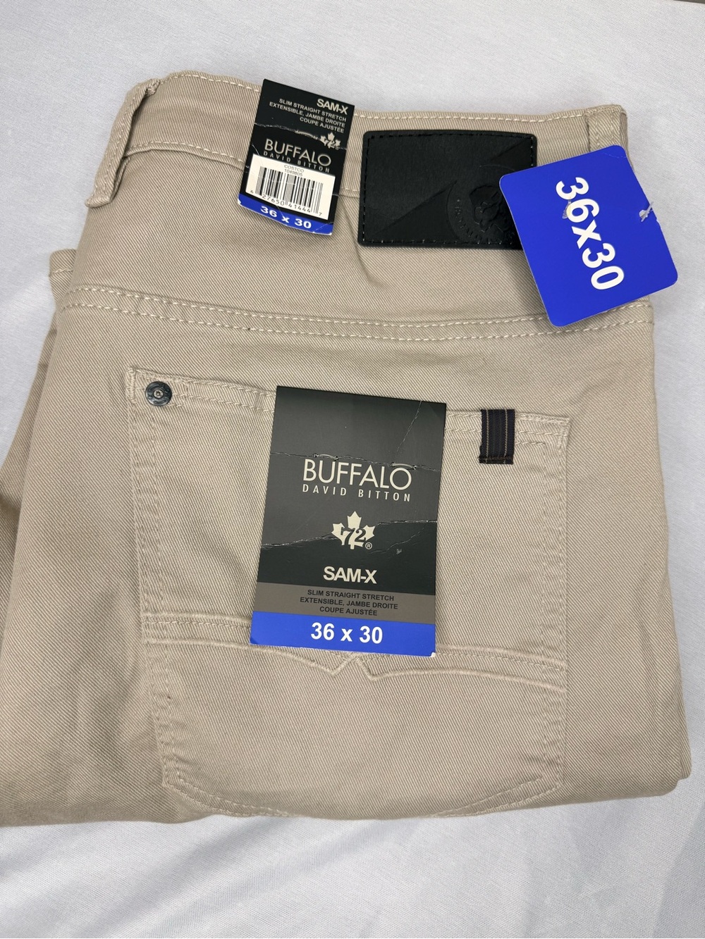 Buffalo David Bitton Sam-X Men's Slim Straight Stretch Pants Tan 36x30 NWT